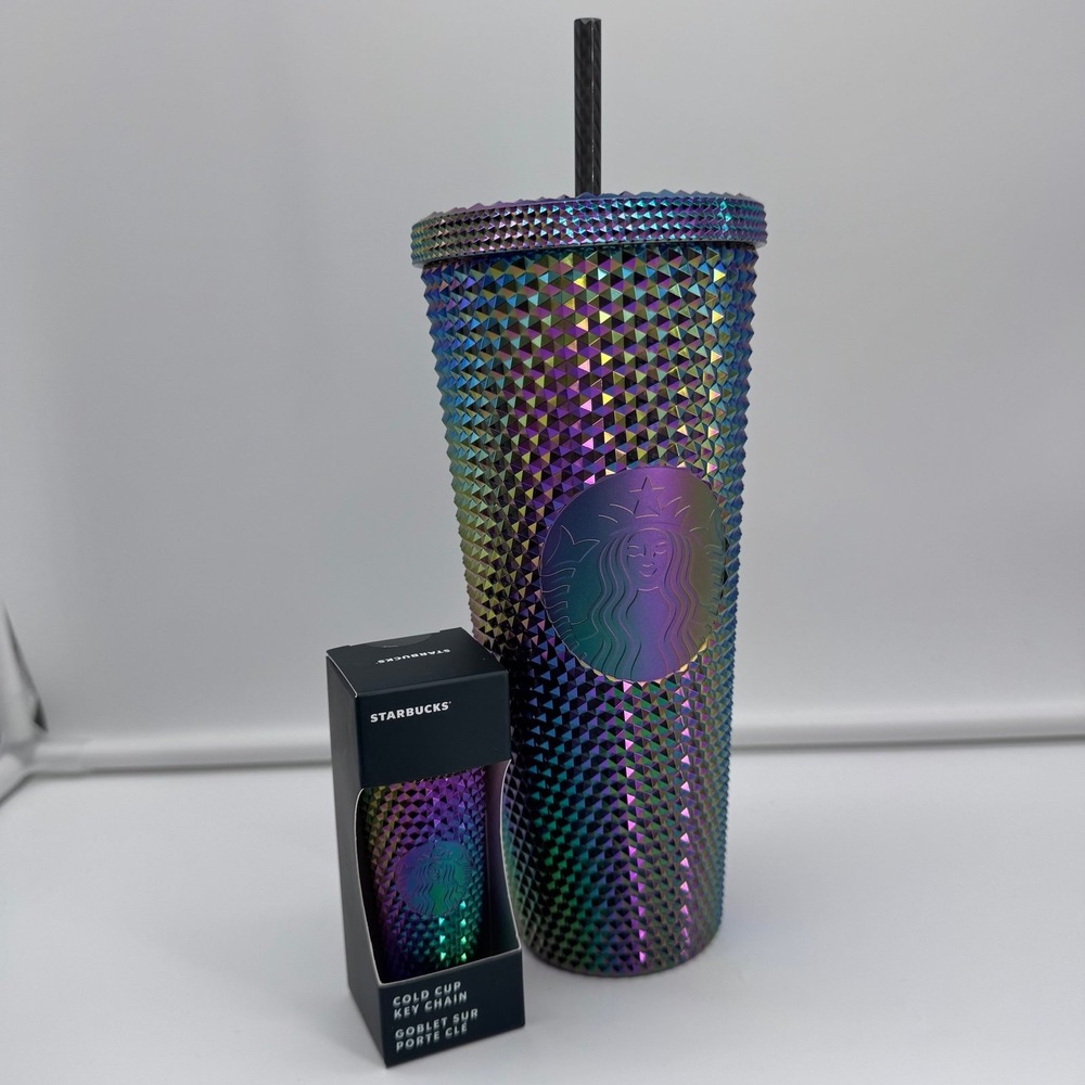 Starbucks | Oil Slick Venti tumbler and matching Oil Slick keychain